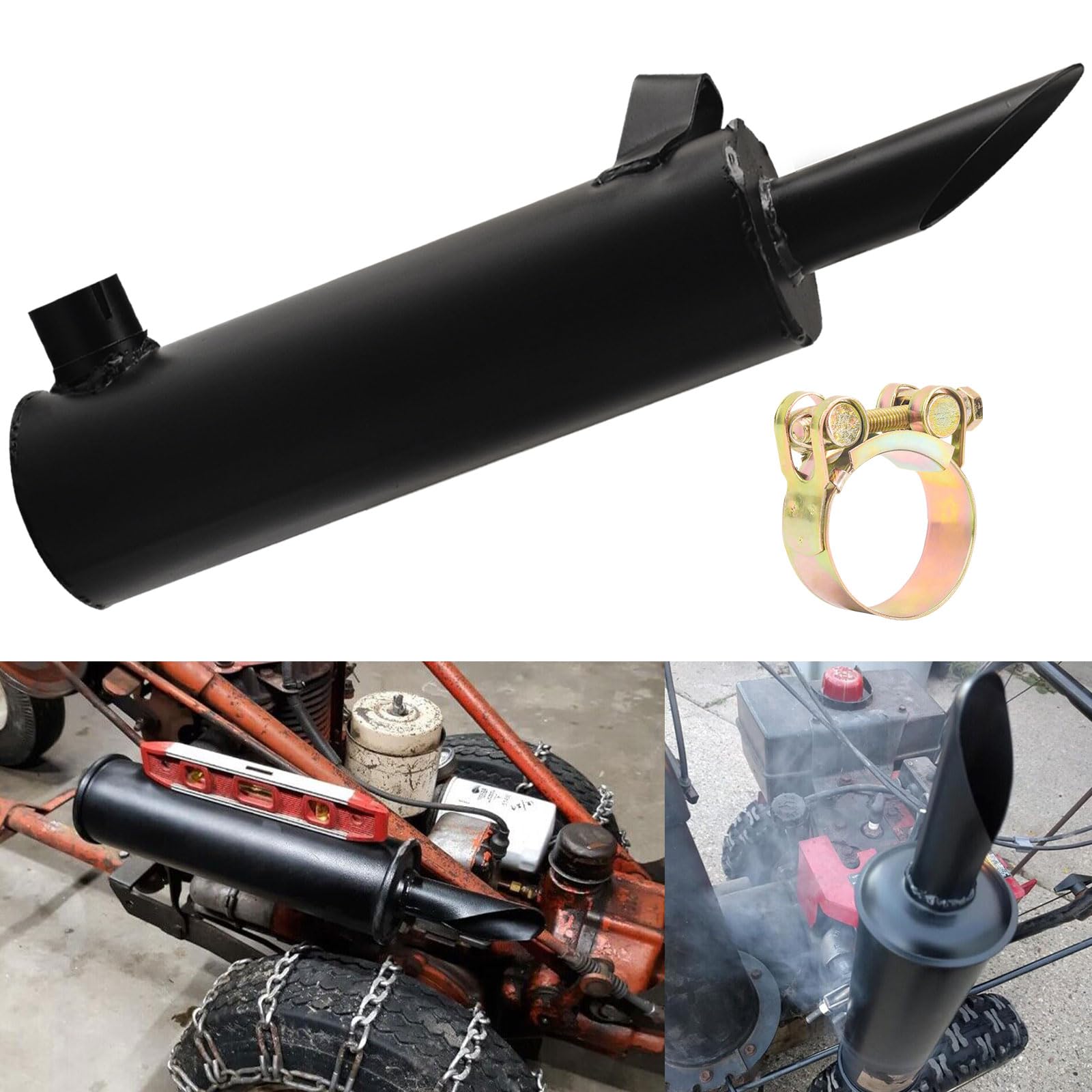 Photo 1 of 105-296 237550 Lawn Mower Engine Muffler Exhaust (Inlet ID 1-3/8? Outlet ID 1-3/8?) Compatible with K-ohler Exhaust 237550 237550-S K241 K301 K321, Cub Cadet 393840-R91 IH-393840-R91