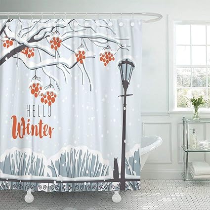 Amazon Com Ladble Waterproof Shower Curtain Curtains Winter Scene