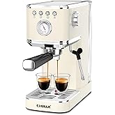 CHULUX Slim Espresso Machine with Milk Frother for Home Cappuccino, Creamy | Precise Pressure Gauge, Food-Grade Materials, 20 Bar Italian Pump, Professional Temperature Control System, Stainless Steel