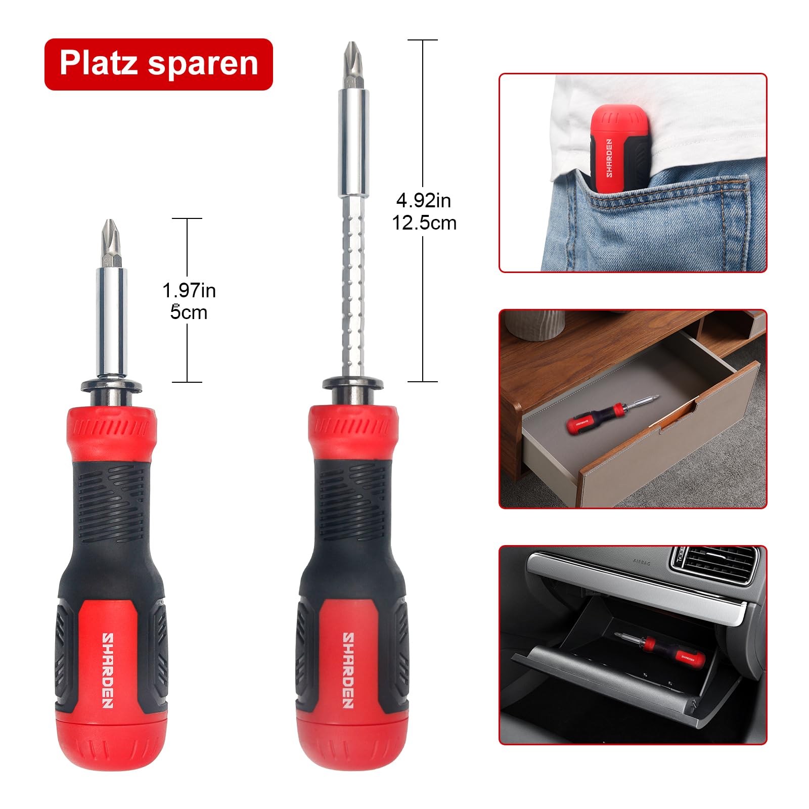 SHARDEN Multibit Schraubendreher 13-in-1 Magnetische Schraubendreher Set 5