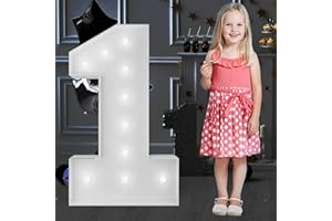 JOYBOX DESIGN Cool White 3FT Marquee Light Up Numbers Pre-Cut Frame Giant Marquee Numbers 1, Mosaic Numbers for Balloons, Light Up Numbers for First 1st 21st Birthday Anniversary Party Decor