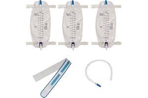 3 Pack ViDava Leg Bag Urinary Drainage Bag, 32 Oz with 18” Tubing, Anti-Reflux Valve, and 1 Deluxe Fabric Leg Bag Strap