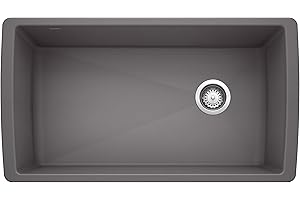 BLANCO, Cinder 441764 DIAMOND SILGRANIT Super Single Undermount Kitchen Sink, 33.5" X 18.5"