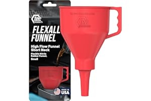TEC Products FlexAll Short Neck Funnel - Flexible Funnel with Hose for Automotive Use - Durable Nitrile Rubber - Ideal for Car Oil Change, Transmission Fluid, Diesel, Gas & More - Made in USA - Small