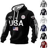 Cltopsku Men's Usa Patriotic Hoodies 250 Anniversary Usa Shirt Waffle American Flag Pullover 1776-2026 Sweatshirt Hooded