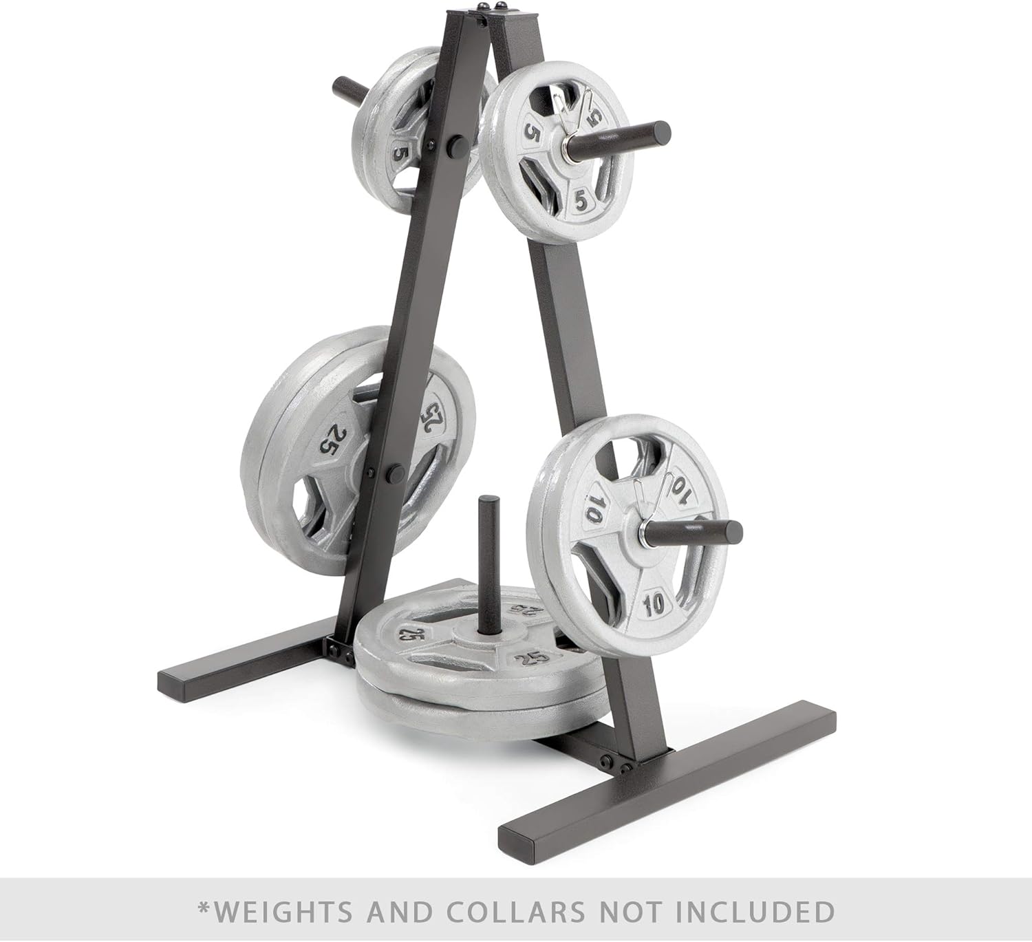 Marcy 6 Peg Olympic Weight Plate Tree And Vertical Bar Holder Storage Rack Organizer For Home