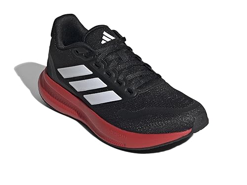 adidas Run Falcon 5 Sneaker, Black/White/Bright Red, 4.5 US Unisex Big Kid