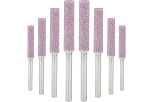 Rierdge 8 Pack Diamond Chainsaw Sharpener, 4.8MM High Hardness Grinding Bits Polishing Stones, Durable Files for Electric Chainsaws/Garden Tools, 3/16 Inch (Pink)