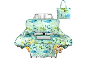 Polovillae Green Shopping Cart Cover for Baby 2-in-1 High Chair Cover with Safety Harness Multifunctional Dinosaur Pattern Cart Covers for Babies Soft Padded Grocery Cart Cover for Baby Boy Girl