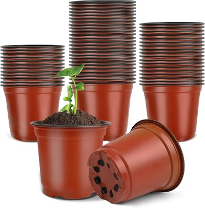 PEYOU 100Pcs 4 Inch Plant Pots Plastic Seedling Nursery Pots 10cm