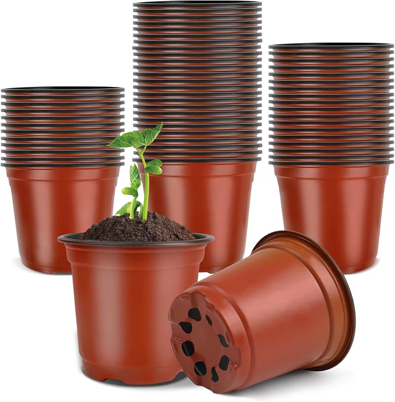 PEYOU 100Pcs 4 Inch Plant Pots Plastic Seedling Nursery Pots 10cm