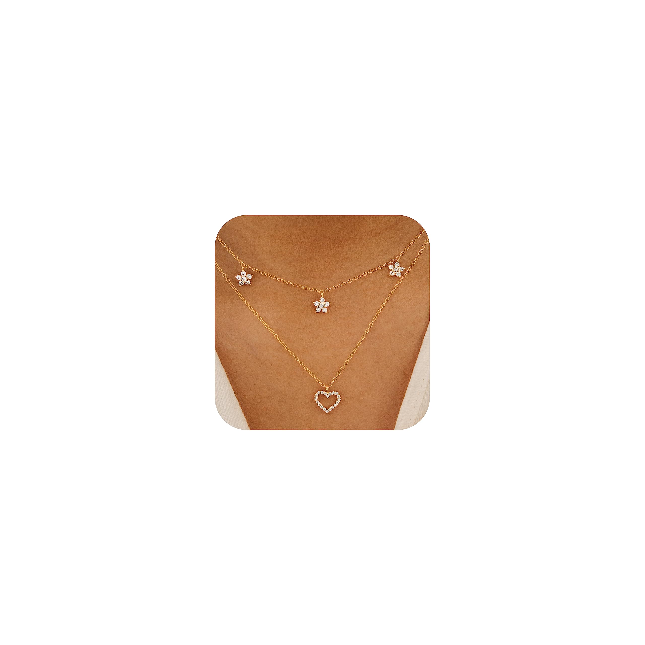 WFYOU Gold Heart Necklace for Women Dainty Tiny 14k