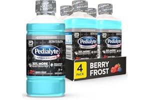 Pedialyte AdvancedCare Plus Electrolyte Hydration Drink, Has 33% More Electrolytes and Has PreActiv Prebiotics, Berry Frost, 1 Liter, Pack of 4