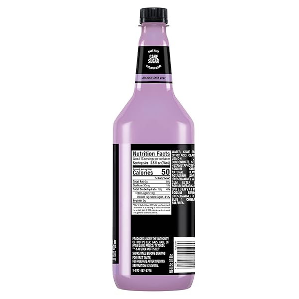MR & MRS T LAVENDER LEMON DROP MIX, 1 L BOTTLE (PACK OF 6), LIGHT FLORAL AND SWEET FLAVORED COCKTAIL MIXER, MADE WITH CANE SUGAR, PERFECT FOR TRADITIONAL LEMON DROP AND MOCKTAIL DRINKS
