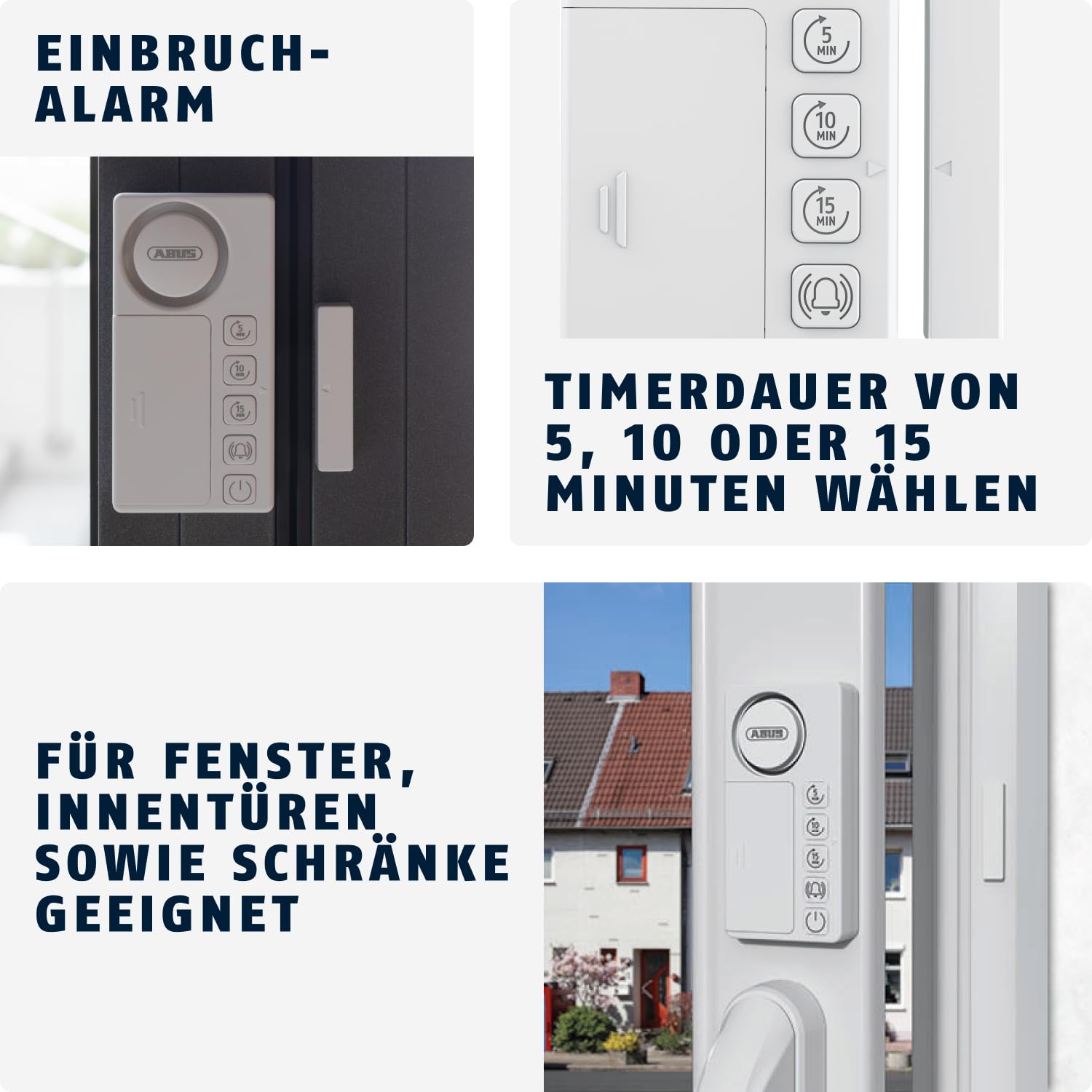 ABUS Time2Close Fensteralarm mit Countdown - Timer erinnert nach 5, 10 oder 15 Minuten an offene Fenster oder Türen - optional mit zusätzlichem Alarm bei Einbruch - zur Klebemontage 3
