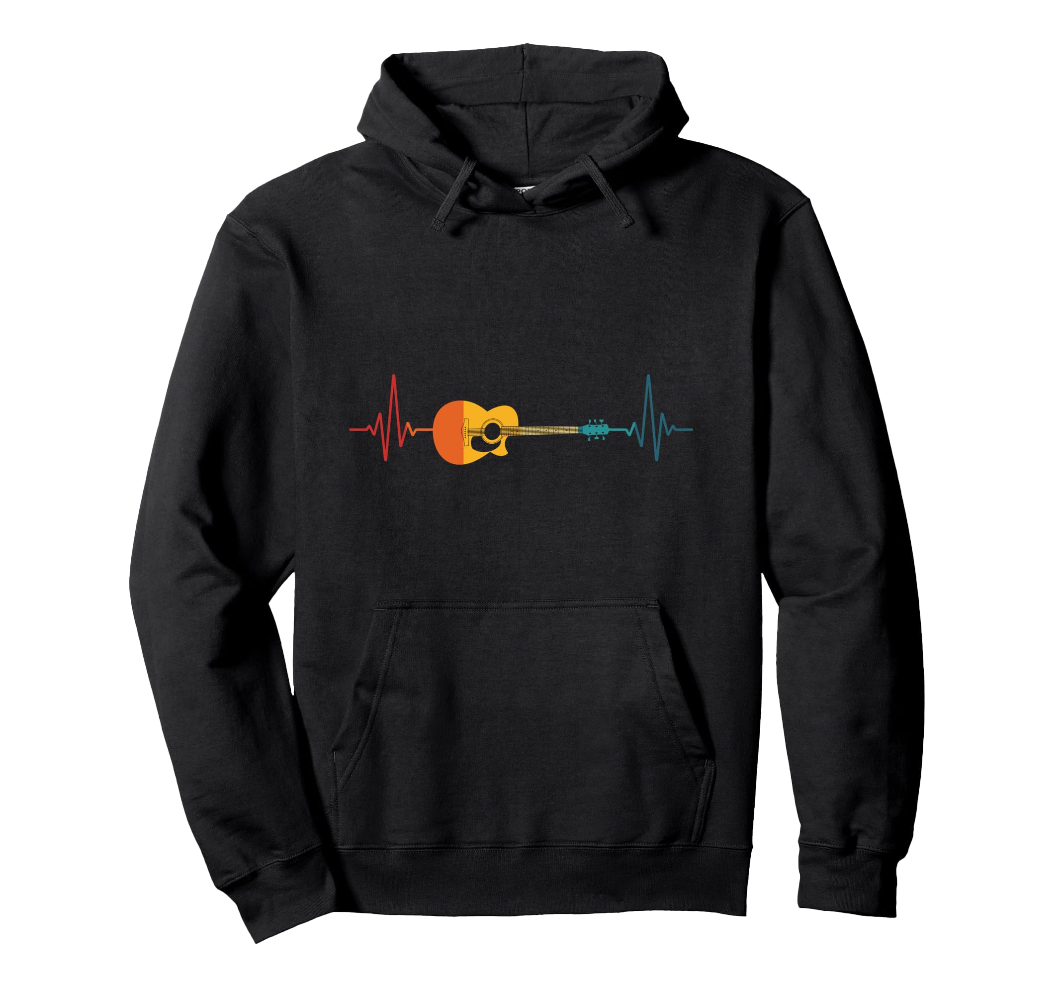 Guitarist Heartbeat Musician Guitar Player Colorful Guitar Pullover Hoodie