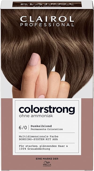 CLAIROL PROFESSIONAL colorstrong dauerhafte, multidimensionale Haarfarbe ohne Ammoniak - mit stärkendem AHA-Bonding-System - 6/0 Dunkelblond