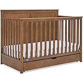 Simmons Kids Logan 6-in-1 Convertible Crib with Underdrawer - Greenguard Gold Certified, Chestnut