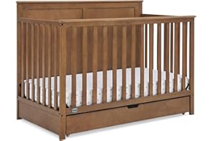 Delta Children Simmons Kids Logan 6-in-1 Convertible Crib with Underdrawer - Greenguard Gold Certified, Chestnut
