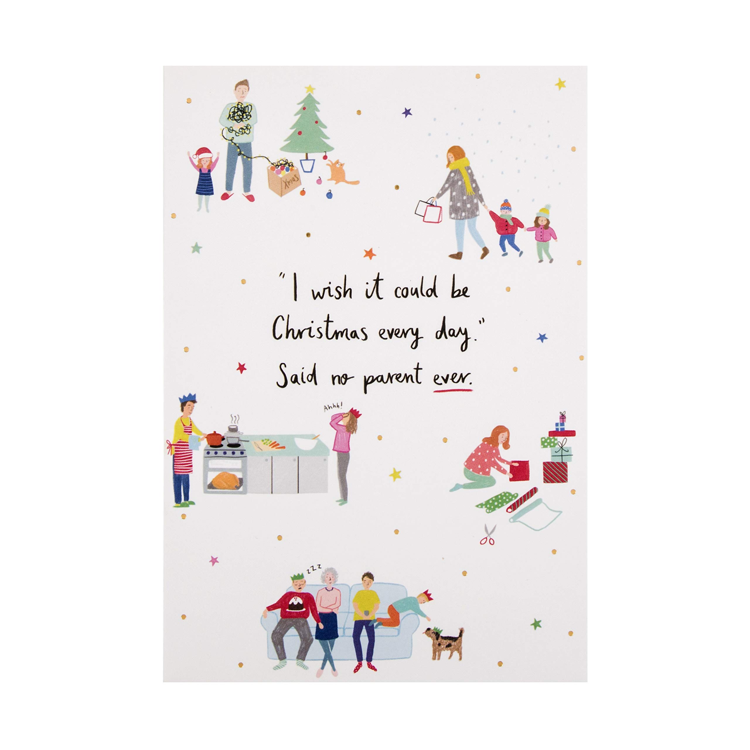 Christmas Card for Any Recipient from Hallmark - Embossed Parenthood Design