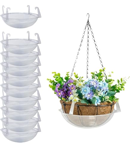 thumbnail image 2 of 20PCS Plastics Hanging Basket Drip Pans, Clear Plastic Planter Liners Water Catcher Trays, Hanging Plant Tray Saucer With Built-in Hooks & Water Catcher For Indoor & Outdoor (Style2 2 of 14