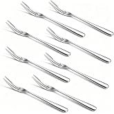 Cocktail Forks Set of 8, 304 Stainless Steel Mini Appetizer Forks Mirror Polished Small Dessert Fruit Forks for Olives Cheese Escargot Shrimp Cocktail, Dishwasher Safe Silverware