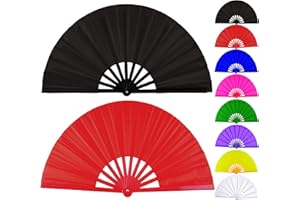ESWALA Fans for Line Dancing Line Dance Popping Fan 2pcs Boots on the Ground Hand Fan for Women Foldable Large Big Rave Fan Clacking Fans for Line Dancing that Make Sounds Clack Clapping Pop(Black+Red)