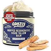 Grazly Whipped Bison Tallow Balm w/Manuka Honey, Jojoba, Sandalwood - Grass-Fed & Finished Organic Tallow Face Moisturizer - Face & Body Cream for Acne-Prone Skin - Nourishing Skincare (2.5 oz)
