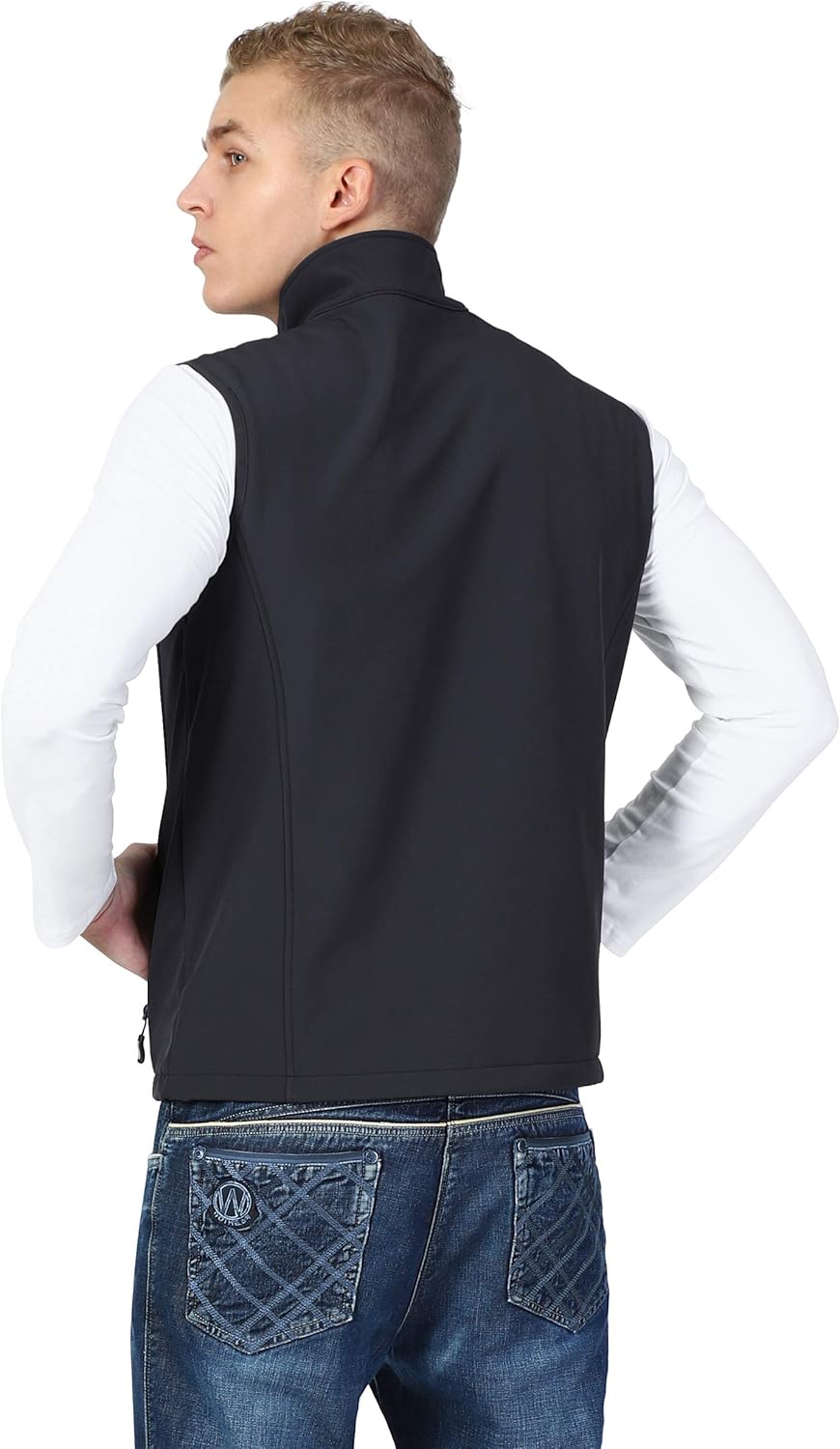 Outdoor Ventures Men's Running Vest Outerwear, Lightweight Windproof Fleece-Lined Softshell Sleeveless Jacket for Golf: Clothing