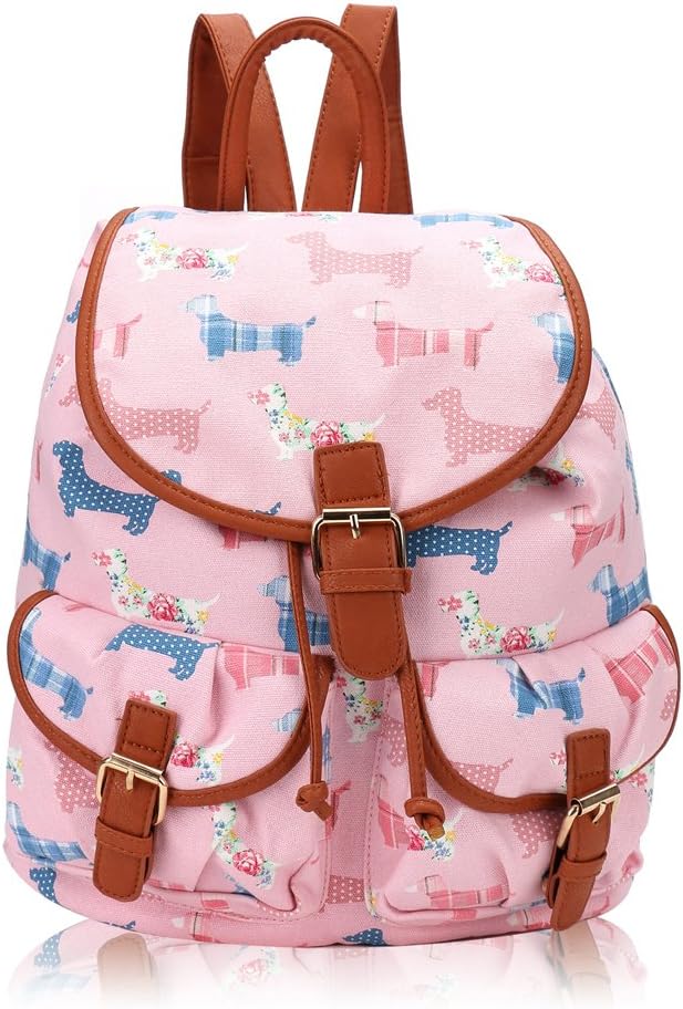 Sausage Dog Dachshand Print Classic Retro Style Rucksack Backpack School Bag