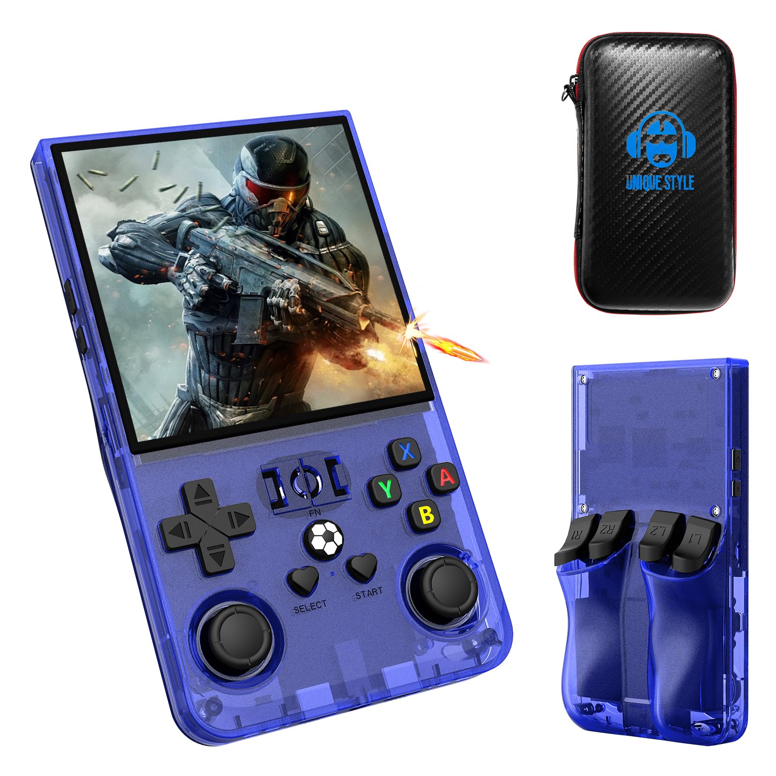 Photo 1 of ***MISSING CHARGER**R36MAX Retro Game Console,IPS Screen Retro Gaming Console,4000mAh Battery,Blue