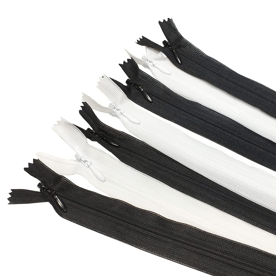 Pack of 10 Invisible Closed Zippers, Zippers in Many Sizes and Colors #3, Fine, Elegant and Discreet Zipper to Sew On Clothes, Dresses, Skirts, Sewing, (60cm, 101332)