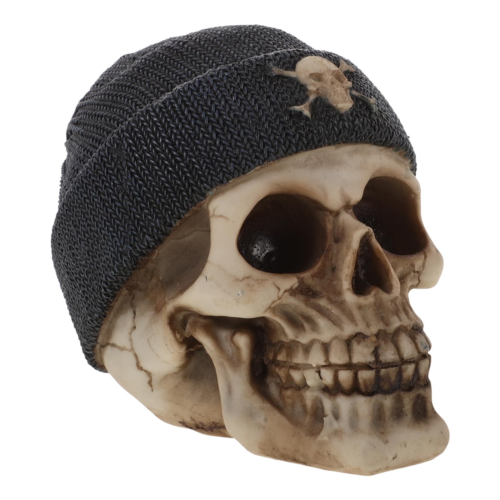 Amosfun Resin Skull Head Halloween Horrible Skull Props Desktop Figurine Ornament