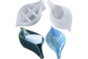MTBOI Self-Draining Leaf Shape Soap Holder Silicone Resin Mold, Soap Holder DIY, Epoxy Resin Casting Mold for Soap Tray, Silicone Mold for Soap Holder