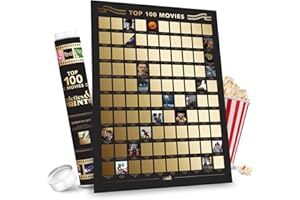 PALETTES AND PRINTS Premium Top 100 Movies Scratch Off Poster – Stunning Art by Hand With Movies From Top Databases – 16.5"x23.4" Movie Bucket List - Gifts for Movie Lovers Movie Night Gift - Movie Poster Has All Genres