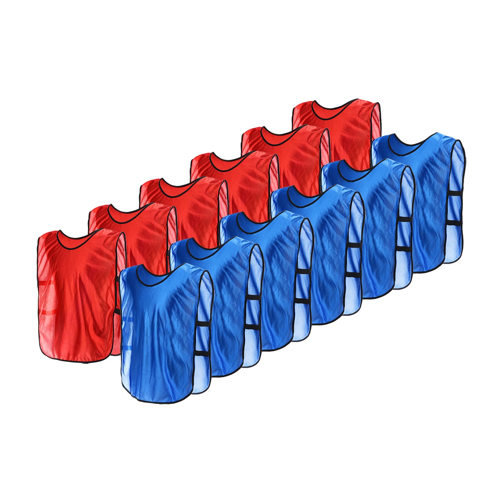 PATIKIL Scrimmage Vest, 12 Pack Soccer Pennies Soccer Jersey Training Vests Team Sports Pinnies Youth Football Practice Jerseys for Adults, Blue, Red (Large)