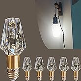 ELGOBST E26 Unique Decorative Bulbs, 6500K Daylight White LED Light Bulb Equivalent 30W, Antique Crystal Clear Acrylic Light Bulbs for Chandeliers, Ceiling Fan, Wall sconces, 6-Pack