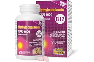 Natural Factors Vitamin B12 Methylcobalamin 1000 mcg, 210 Sublingual Tablets, VALUE SIZE, Quick Dissolve, Most Bioactive Form
