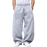 LuminBlaze Men’s Baggy Sweatpants Wide Leg with Drawstring Waist, Relaxed Lounge Joggers with Deep Pockets Comfy Fleece