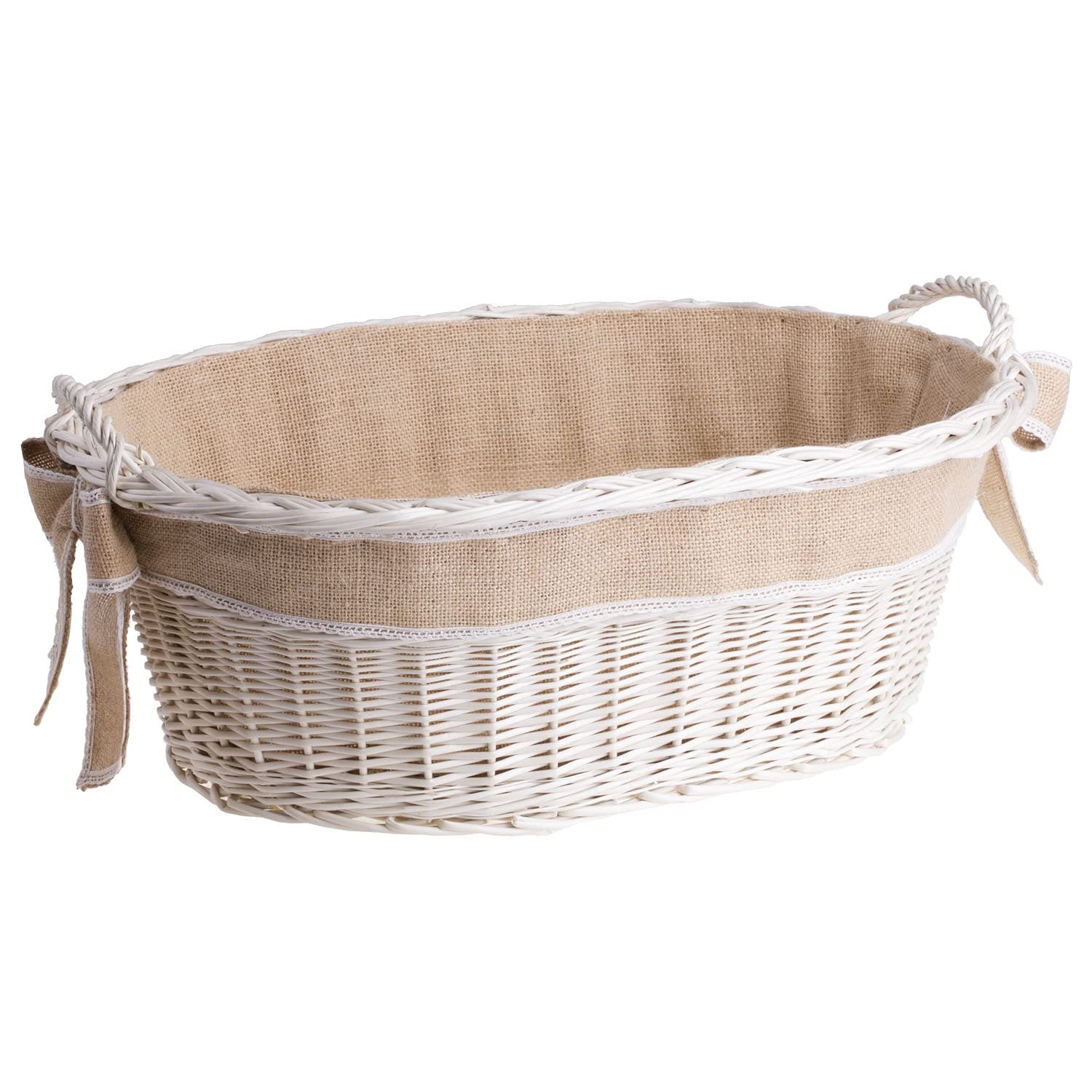 e-wicker24 Wicker Laundry Basket for Clothes Wicker Washing Basket Laundry Bin Oval Laundry Basket Storage Towel Basket for Bathroom Wash Baskets Laundry Box Beige
