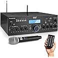 Pyle Wireless Microphone Power Amplifier System - 200W Dual Channel Sound Audio Stereo Karaoke Speaker Receiver w/USB, AUX, Microphone in w/Echo, Radio,Home Theater via RCA, Studio Use PDA8BUWM.5