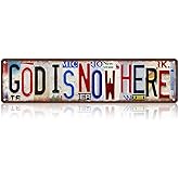 TREEPERI Vintage God Is Now Here Street Sign Wall Decor Metal Tin Signs for Bar Home Bedroom Garage