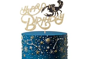 KLIONJOR 12 constellation theme cake topper Scorpio birthday party golden flashing decoration cake decoration plug-in (Scorpio)