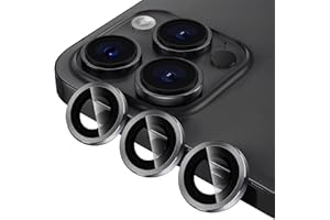 AFENGBOX 2 Pack Camera Lens Protector for iPhone 14 Pro/iPhone 14 Pro Max/iPhone 15 Pro/iPhone 15 Pro Max,9H Tempered Glass Scratch Resistant Metal Ring Camera Cover Accessories,Black