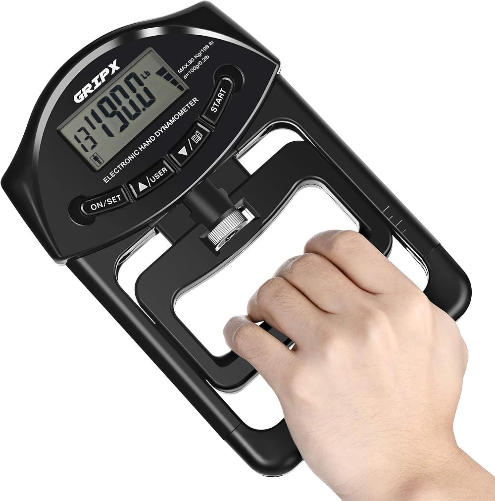 GRIPX Digital Hand Dynamometer Grip Strength Meter 198lbs 90Kgs Black