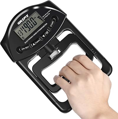 GRIPX Digital Hand Dynamometer Grip Strength Meter 198lbs 90Kgs Black