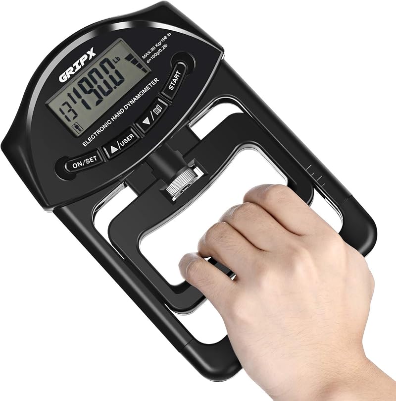 GRIPX Digital Hand Dynamometer Grip Strength Meter 198lbs 90Kgs Black