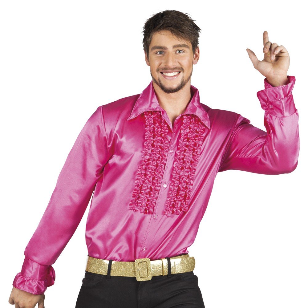 Shoperama 70s Ruffle Shirt for Men, 70s Disco Strike Move Bad Taste