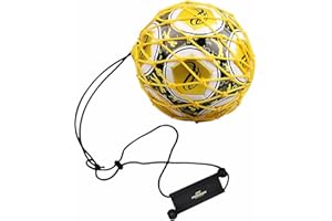 PodiuMax Handle Solo Soccer Kick Trainer with New Ball Locked Net Design, Soccer Ball Bungee Elastic Training Juggling Net (Fits Ball Size 3, 4, 5)