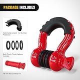 Nilight 2 Pack 3/4 Inch D Ring Shackle 4.75 Ton With 7/8 Inch Pin Red view 3